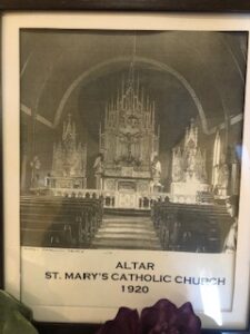 photo inside church and Altar Society established in 1920